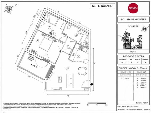 Appartement F3 à vendre - 3 pièces - 56.0 m2 - STAINS - 93 - ILE-DE-FRANCE - Century 21 Wilson Immobilier